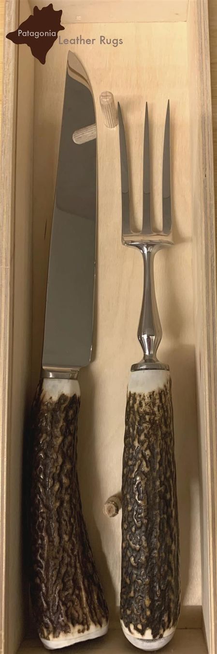 Küchenmesser: Großes Messer- und Gabel-Set Hirschhorn – Neu und originalverpackt aus Arbedo von patagonialeatherrugs 2