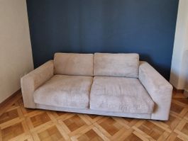 Sofa sandgrau aus Cord mit Ersatzbezug