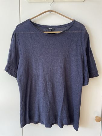 C&A Damen Leinen-Shirt Dunkelblau Gr. L (100% Leinen)