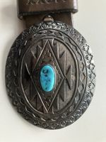 Brauner Ledergürtel mit Türkis Sterling Silber-Schnalle