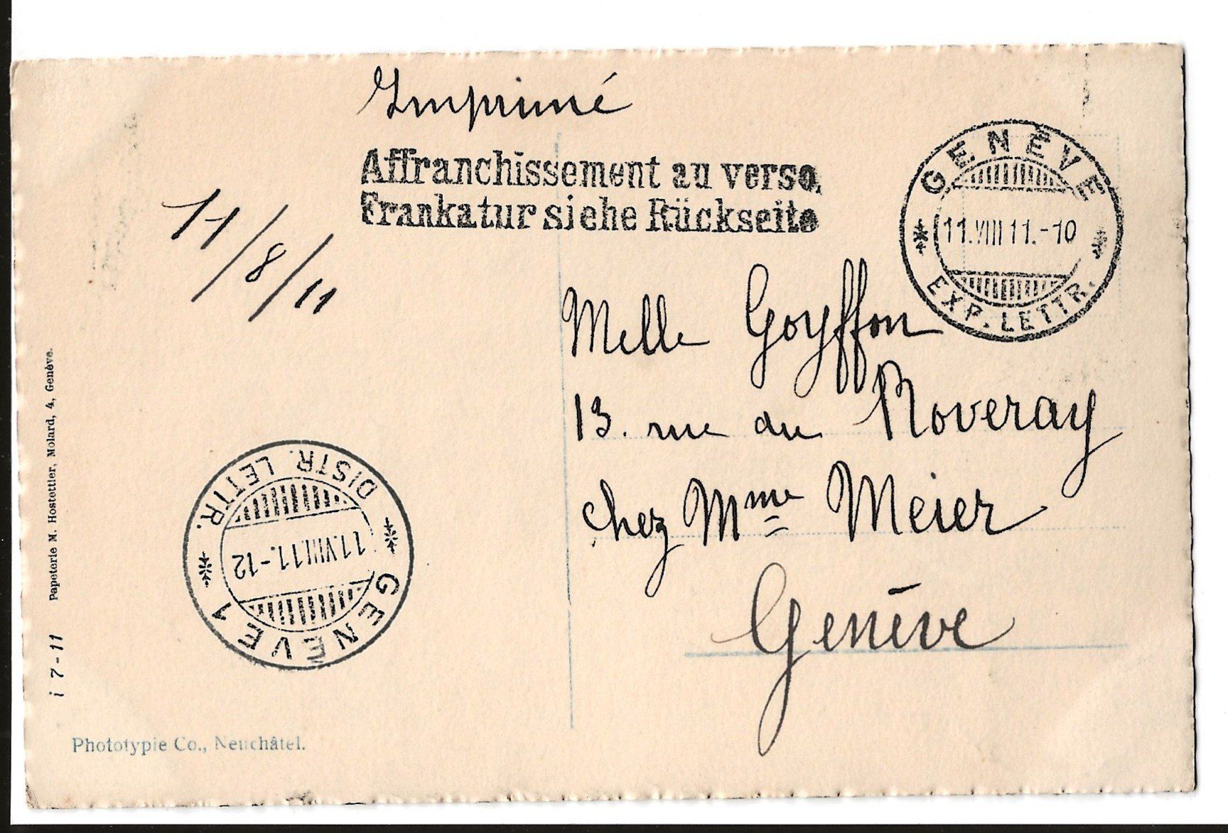 Cartoline postali: AK 1911 Chillon Schloss am See – Usato da Greifensee venduto da 315WDO 1