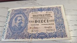 Italienisch 10 Lire Banknote guter Zustand
