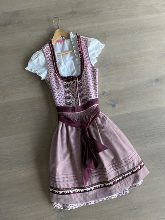 Krüger Madl Dirndl + Bluse Pink, Grösse 36