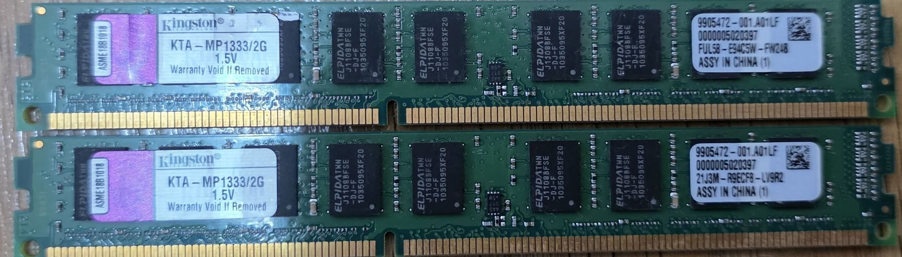 Memoria / RAM: Kingston KTA-MP1333/2G RAM modules 2x2GB – Usato da Zell LU venduto da MatiMati2706