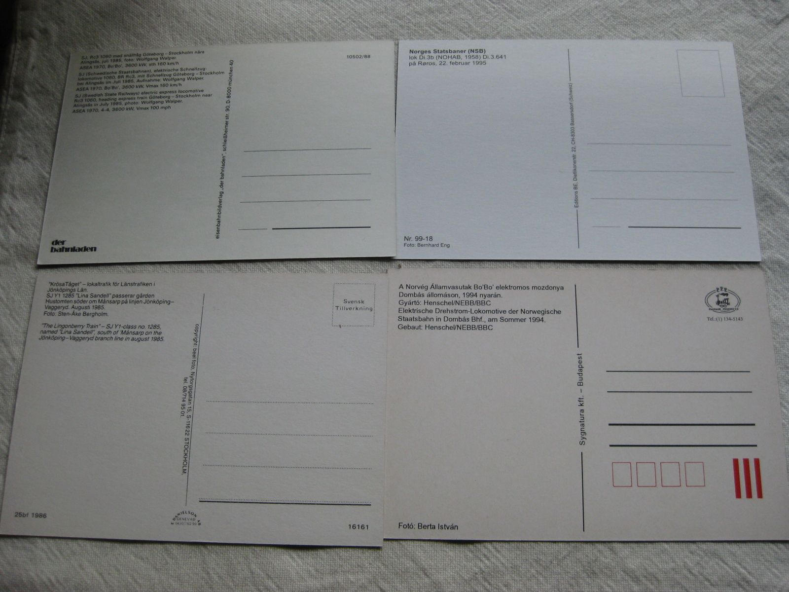 Cartoline postali: 4x AK NSB und SJ Loks – Usato da Malters venduto da Marosko 1
