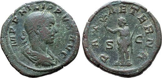 Alle Münzen: PHILIP II bronze sestertius – Gebraucht aus La Sarraz von classicworldcoins