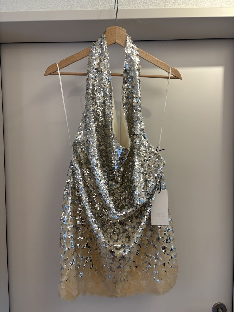 Zara Vestiti: Zara Silver Sequin Dress size M – Nuovo e nell'imballaggio originale da Erlenbach ZH venduto da Ma.Pi