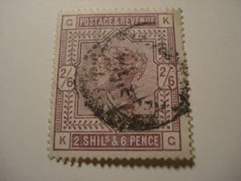 Grossbritannien alte Marke 2 Shillings, o, Perfin