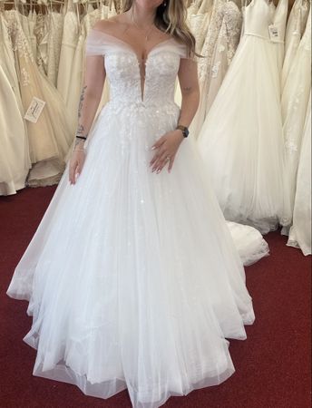 Brautkleid Glitzer Tüll A-Linie