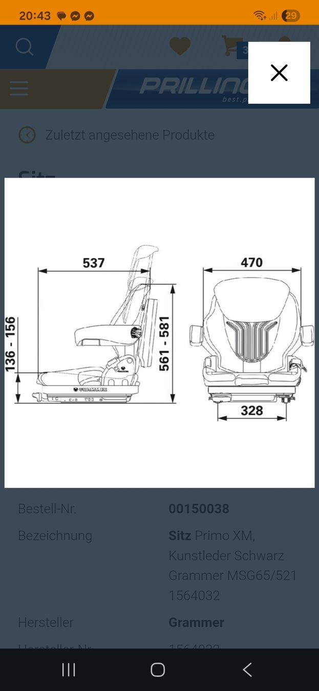 Trattori: Grammer Primo XM Sitz Traktor Stapler etc. – Nuovo (secondo la descrizione) da Bauma venduto da Maese1980 7