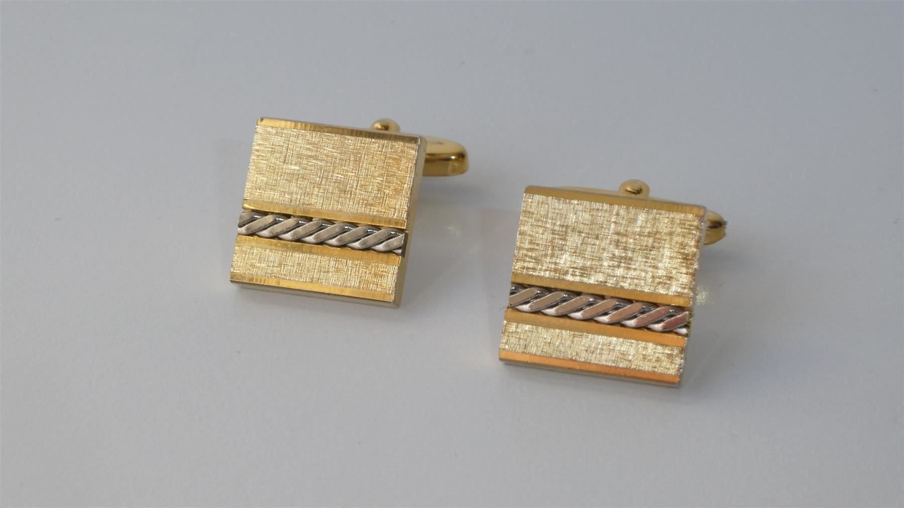 Gemelli: Manschettenknöpfe golden silbern Quadrat – Usato da Frauenfeld venduto da dhour 8