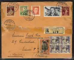 1928, J41-44+ a.R-Brief n.Indo China/Yokohama + frank. zur.
