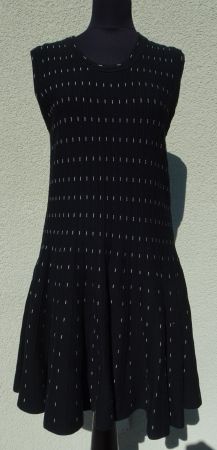 Kleid Lavand Gr. M schwarz weiss Strickkleid kurzarm