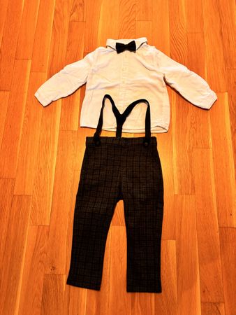 Baby Outfit LCW Hemd und Hose Grösse 86-92 schwarz weiss