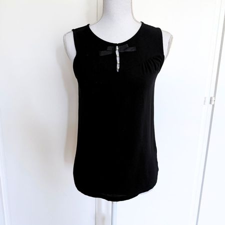 NAF NAF Top Noir Perles Blanches - Taille XS