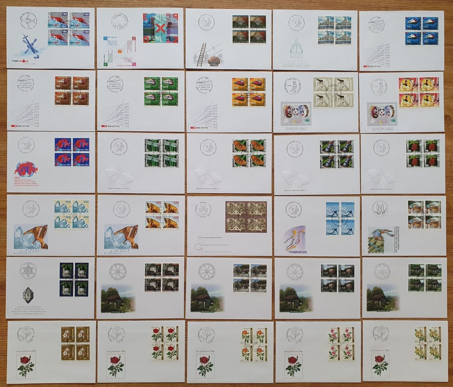 Tutti i francobolli: 30 FDC Viererblöcke 2002, Postpreis über 120.- – Usato da Fislisbach venduto da Zigzag12