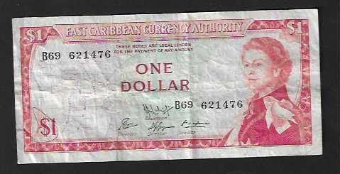 Banknoten: East Caribbean  1  Dollar  Gebraucht – Gebraucht aus Gordola von coinsandnotes