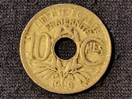 10-Centimes-Münze Frankreich 1919 – Rarität/Antik