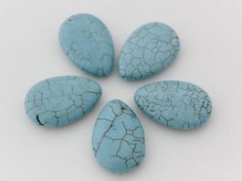 5 x türkisblaue Perlen in Tropfenform 3cm x 2cm, Steine