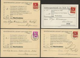1928 - 1932 Schützengesellschaft Stadt ZUG 4 x Nachnahme +++