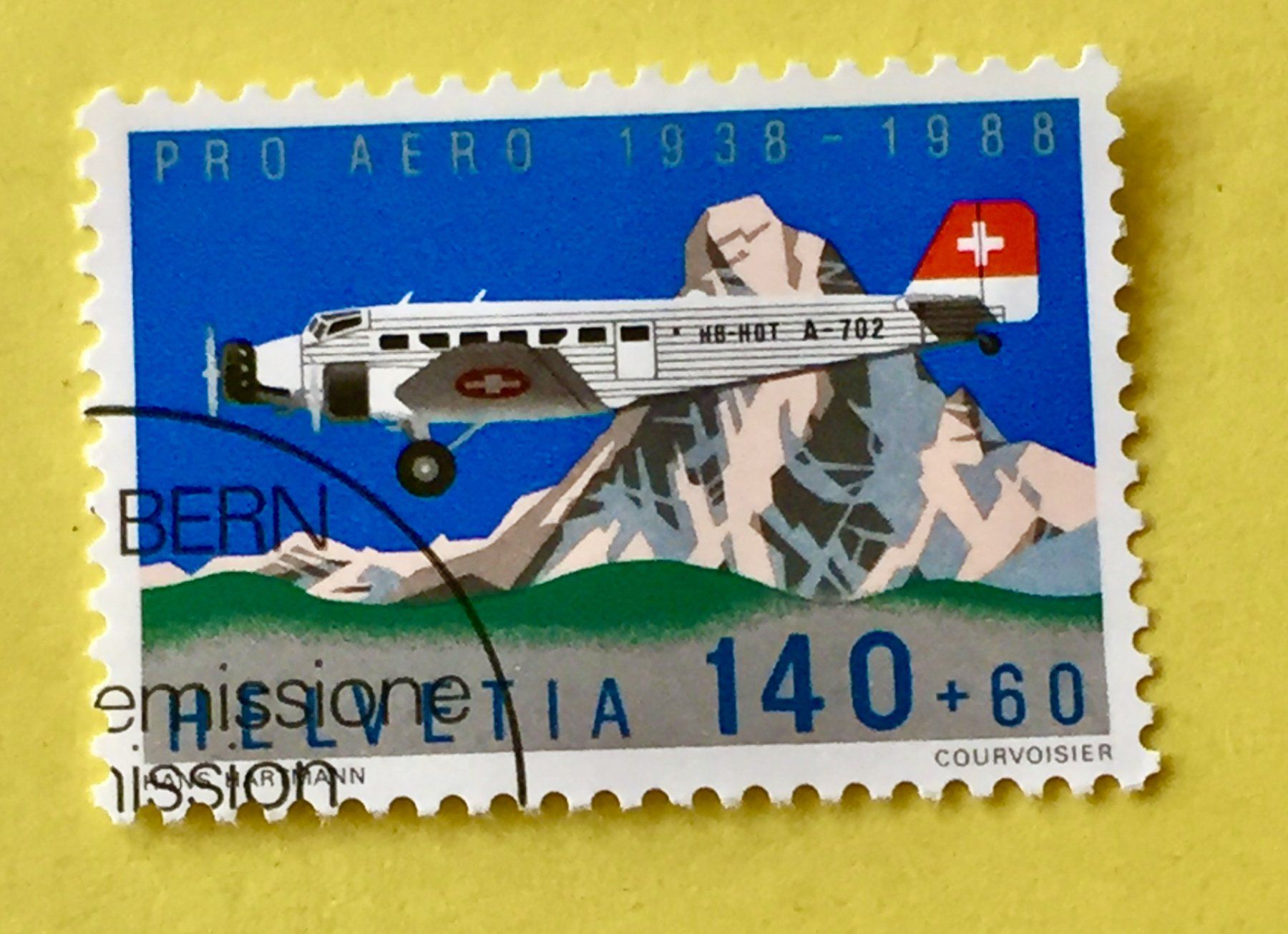 Tutti i francobolli: Nr.F 49  Aero Pro GESTEMPELT 1988    – Usato da Aarau venduto da Billa007
