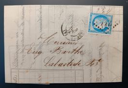 FRANKREICH FALTBRIEF, CASTRES NACH LABASTIDE 1875