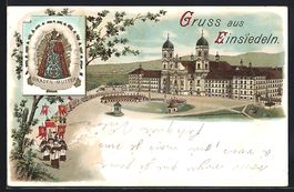 Litho Einsiedeln, Prozession vor dem Klo