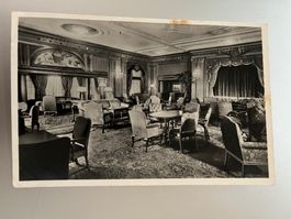 S.S. Manhattan Lounge Ansichtskarte, 1937, Vintage!