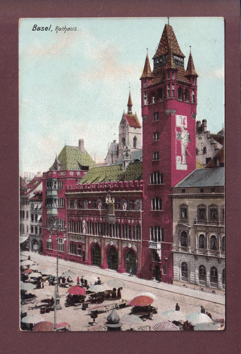 Cartoline postali: BASEL - Rathaus - 1906 – Usato da Pully venduto da nicecards