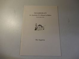 Neujahrsblatt 1944 Apotheke F.X. Münzel Baden - Der Augarten
