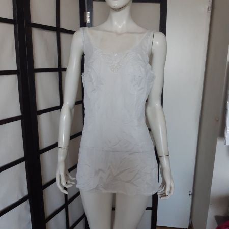 Elegantes Vintage Unterkleid/Negligé, weiss, Gr.L,Sommer