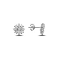 Ohrstecker Stern Schneeflocke 925 Silber Zirkonia 9mm