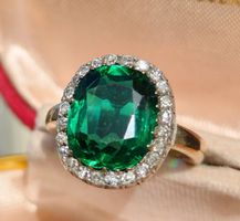 ✨Antiker Smaragd Doubletten Diamant Ring 14ct 585 Gold