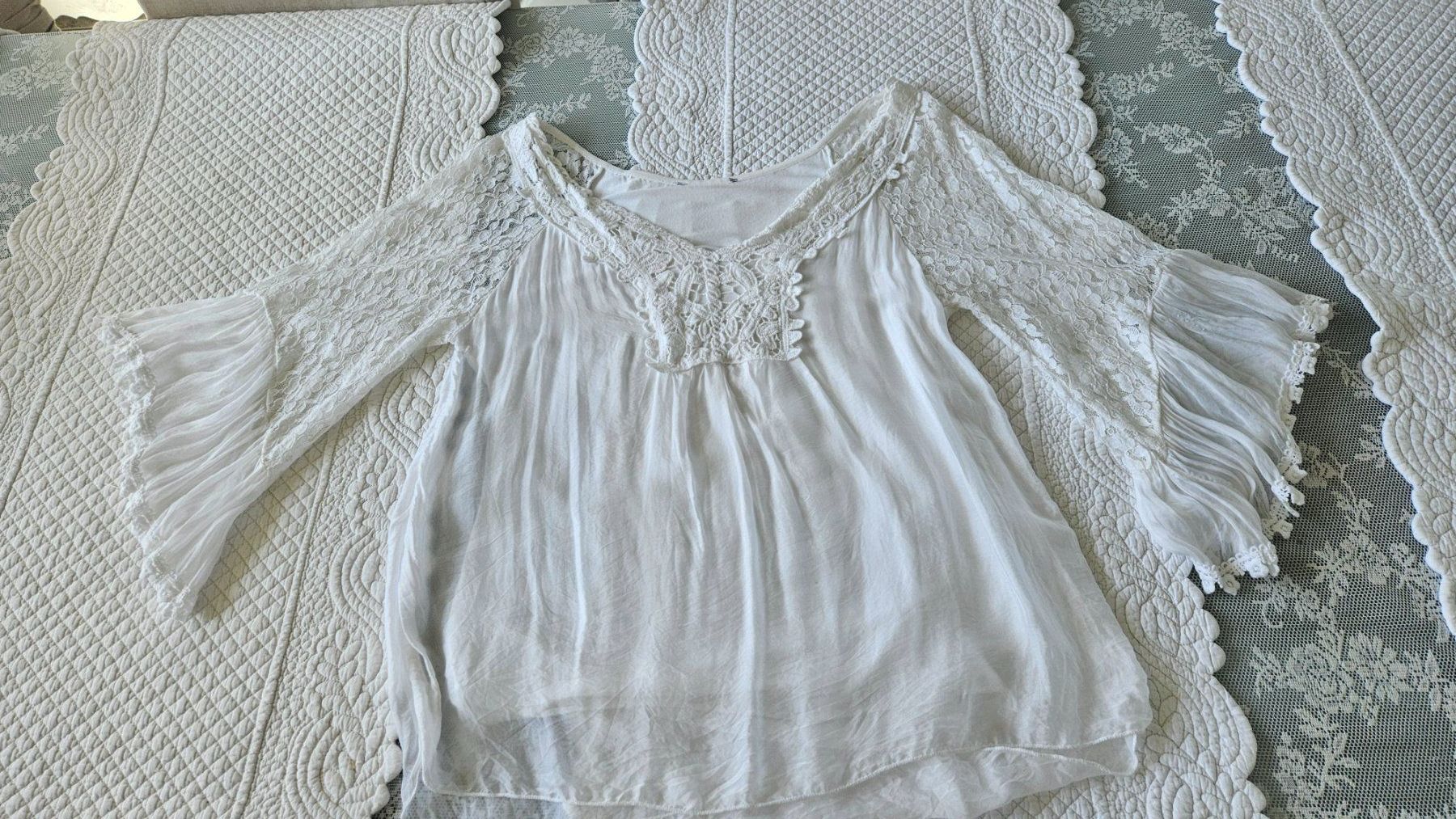 Tuniques: Bluse Gr. L / 40 mit Seide Tunika Weiss Spitze – D'occasion à Gossau ZH par fashiontwo 3