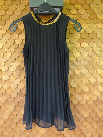 Plissée Tunika-Bluse schwarz-gold Gr. XS - 2407100