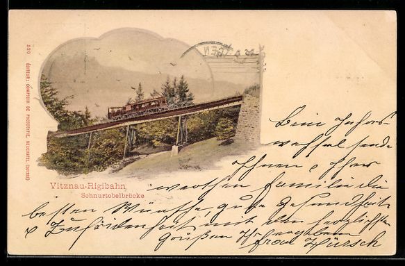 Cartoline postali: Vitznau, Rigibahn auf der Schnurtobelbr – Usato da Berlin venduto da bartko-reher