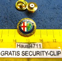 ALFA ROMEO OLDI AUTO LOGO GOLDIG GLASIERT mit SECURITY-CLIP