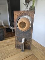 Sculpture industrielle métal rouille et terre cuite dim. 45c