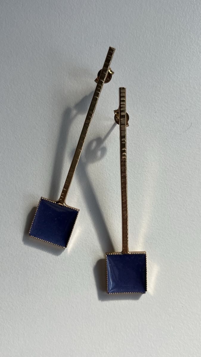 Ohrringe & -stecker: Orecchini pendenti quadrati blu color oro – Gebraucht aus Lugano von yul_fhg2 5
