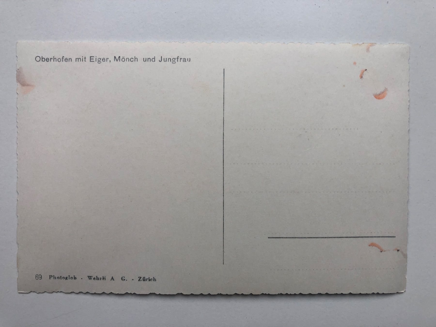 Cartoline postali: Oberhofen mit Eiger, Mönch und Jungfrau – Usato da Neuchâtel venduto da Atahuallpa 1