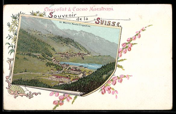 Cartes postales: Lithographie St. Moritz, Panorama – D'occasion à Berlin par bartko-reher