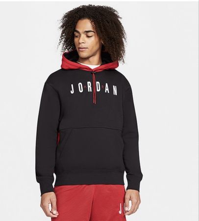 Jordan Air Hoodie Schwarz/Rot Gr. S (passt auch M) 
