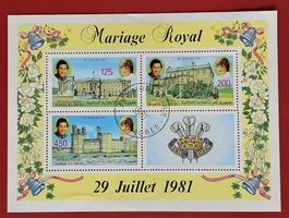 KOMOREN BLOCK GROSSBRITANIEN LADY DIANA CHARLES 1981 GEST.