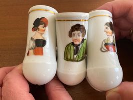 3 antike handbemalte Pfeifenköpfe aus Porzellan