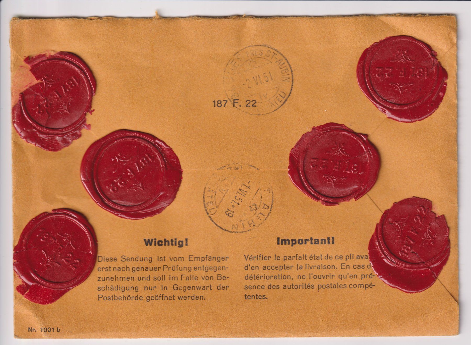 Tous les timbres: Wertbrief mit Siegeln – D'occasion à Bellach par qsearch