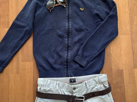 PME Legend Strickjacke Leder Gürtel Strellson Hose Brille