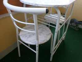 Bistro Set 2-teilig weiss Marmoroptik gebraucht