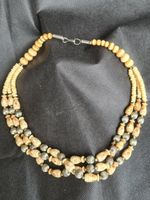 Vintage Tribal Knochen Bein Halskette mit Verzierung 53 cm