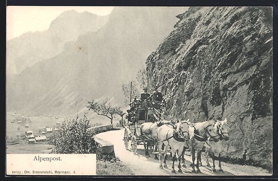Cartoline postali: AK Alpenpost, Postkutsche unterwegs – Usato da Berlin venduto da bartko-reher