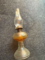 Vintage Öllampe aus Glas mit Messingdetails